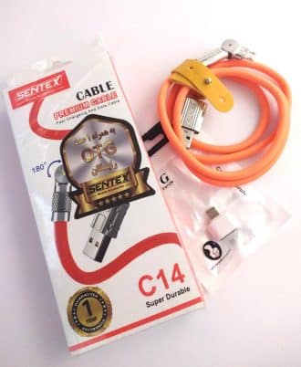 کابل میکرو USB سنتکس180درجه-C-14 با تبدیل OTG